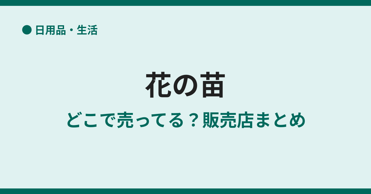 花の苗はどこで売ってる？安く買える販売店まとめ